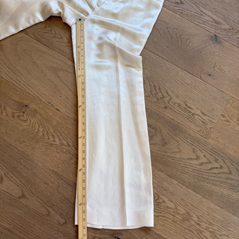 Celine Cream Linen Silk Wide Leg Trousers Pants Made in France Size 38 - Picture 7 of 10